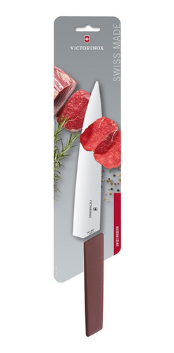 Cuchillo Para Trinchar Swiss Modern Color Borgoña. Hoja 22 C