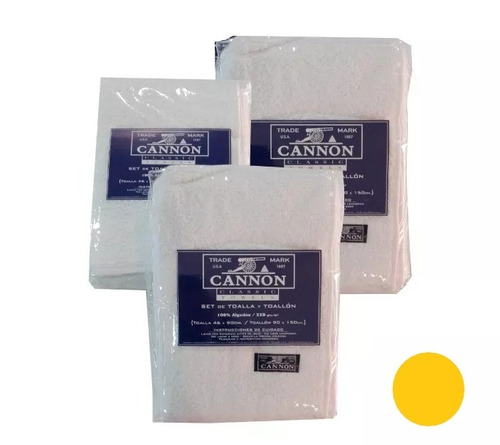 Combo X 3 Juegos Toalla Y Toallon Cannon 550g Algodon Blanco