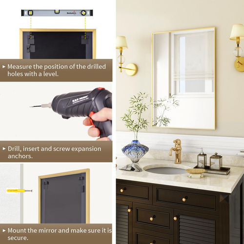 Beautypeak Espejo De Pared Rectangular De 20 X 28 Pulgadas