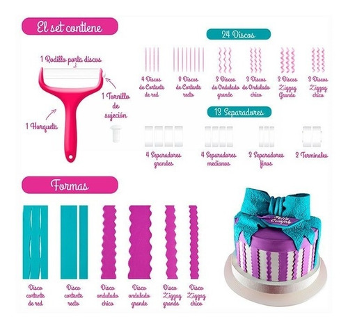 Imagen 4 de 10 de Rodillo Cortante De Cintas Para Pastas, Fondant - Parpen