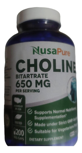 Colina Choline Cholina 200caps De Eeuu Mejora La Memoria 