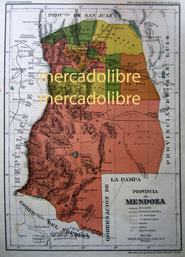 Plano Color 1917 Provincia De Mendoza Ferrocarril Tren Mapa