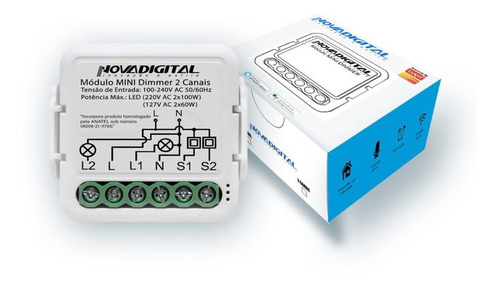 Mini Dimmer Wifi 2 Canais Alexa Google Home Tuya Novadigital