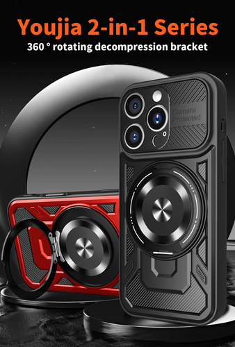 Funda Para Teléfono De La Serie Xiaomi, Funda Con Soporte De Anillo Giratorio Y Funda Anticaída Compatible Con Carga Inalámbrica