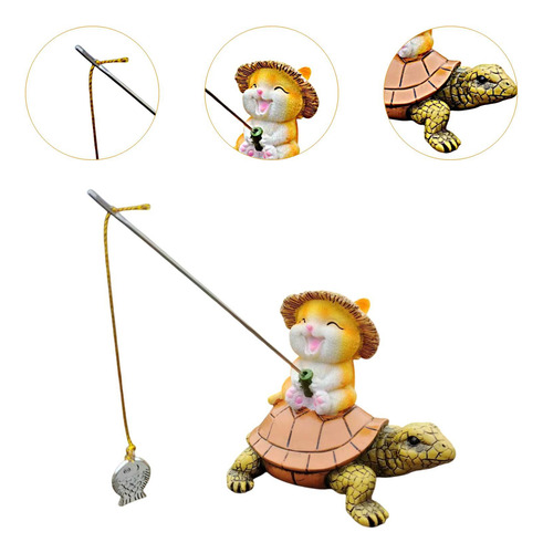 Estatua De Resina De Gato Tortuga Para Jardín, Decoración