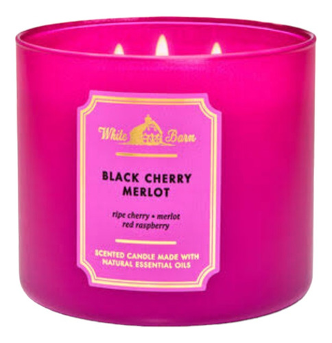 Vela Grande Tres Pavilos Bath & Body Works Aroma Color Beige Fragancia Black Cherry Merlot 3 Pavilos