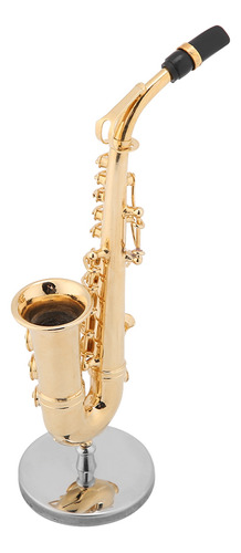 Réplica De Saxofón Alto En Miniatura Con Soporte Y Caja Dora