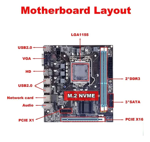 Placa Base Micro Atx H61 Lga 1155 Ddr3 Para Videojuegos