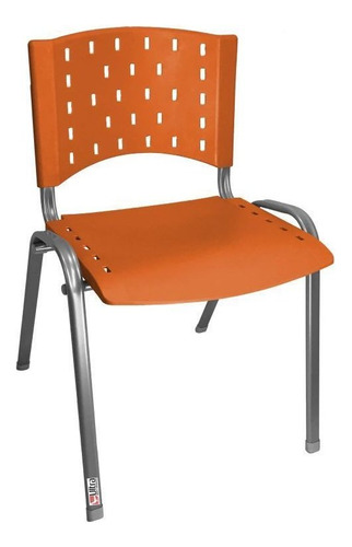 Cadeira Empilhável Plástica Laranja Kit 10 Ultra Móveis