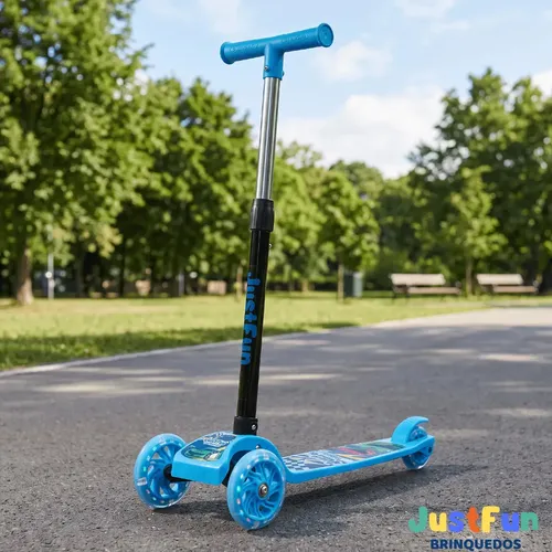 Patinete Infantil 3 Rodas De Led Dobrável Scooter Crianças Cor Azul JUSTFUN BRIN