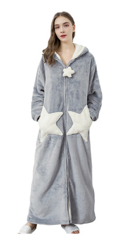 Pijama Para Mujer Con Capucha Gruesa De Forro Polar Coral 