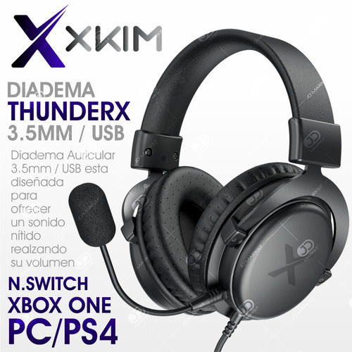 Imagen 2 de 8 de Diadema Gamer Profesional X-kim Thunderx, Pc Ps4 Xbox Switch