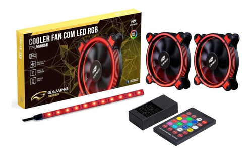 Kit 2 Cooler Fan C3 Tech Led Rgb F7-l500rgb + Controladora