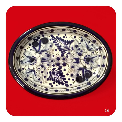 Imagen 6 de 6 de 3 Charolas Ovalada De Talavera Poblana 22x17 Cm Botanero Chr