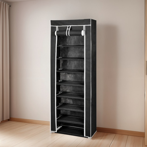 Zapatero 9 Niveles Rack Multiuso Organizador Estante Armable Negro