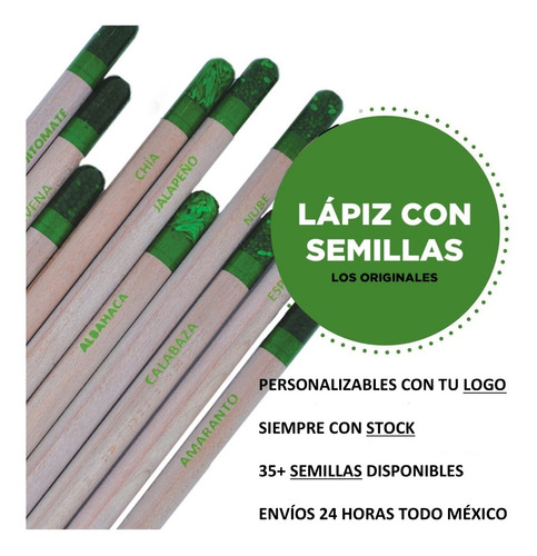 Lápiz Con Semillas Ecológico 10 Pz Con Impresión Sin Envío