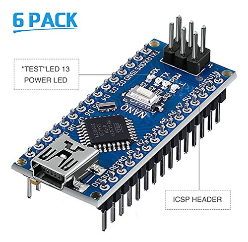 Nanoboard Weewooday V3.0 Atmega328p De 6 Piezas Sin Cable