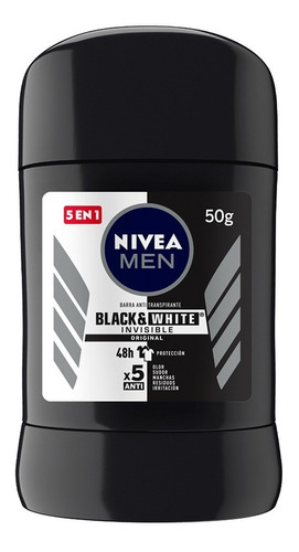 Desodorante Antimanchas Nivea Men Black & White Barra 50 Gr