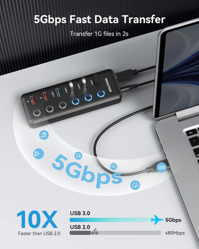 Hub Usb Alimentado, Divisor De Hub Usb 3.0