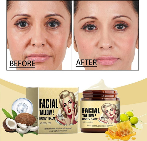 Bálsamo De Sebo De Res Batido Y Miel, Crema Facial Con