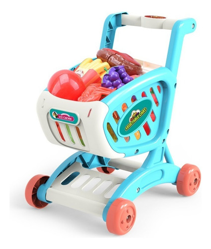 Cc Carrito De Compras Supermercado De Juguete Con 17 Frutas