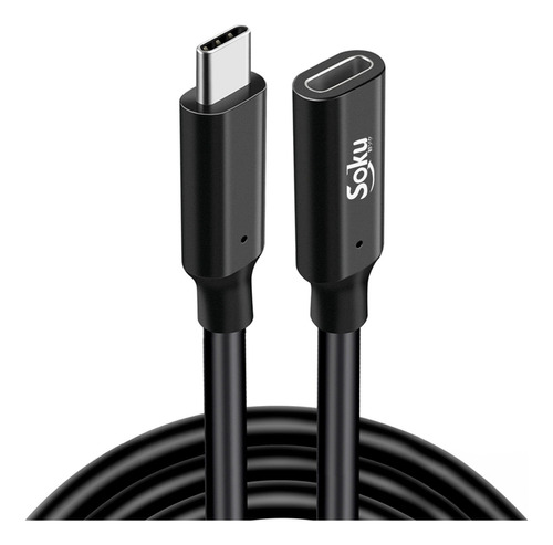 Soku Cable Pro Usb3.1 Tipo C A Hembra Pd 5a 100w 4k 10gbps Color Negro