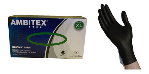 Guantes De Nitrilo Negro (10 Cajas De 100 Und C/u)