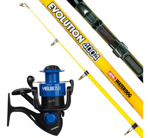 Combo Pesca Pejerrey Reel Waterdog 3501 Caña Evolution 4 Mts