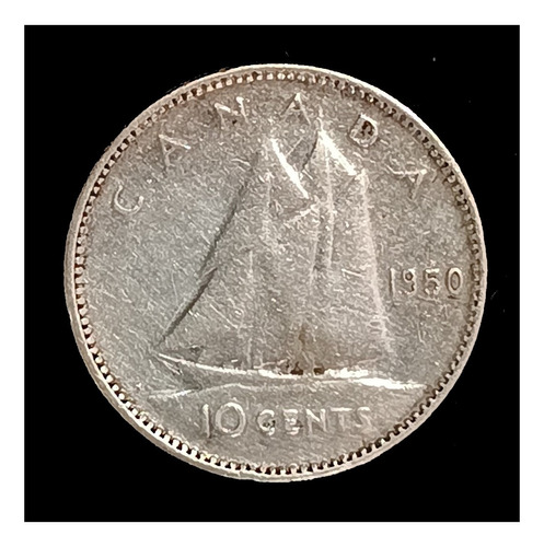 Canadá 10 Cents 1950 Bueno Plata Km 43 Goleta 