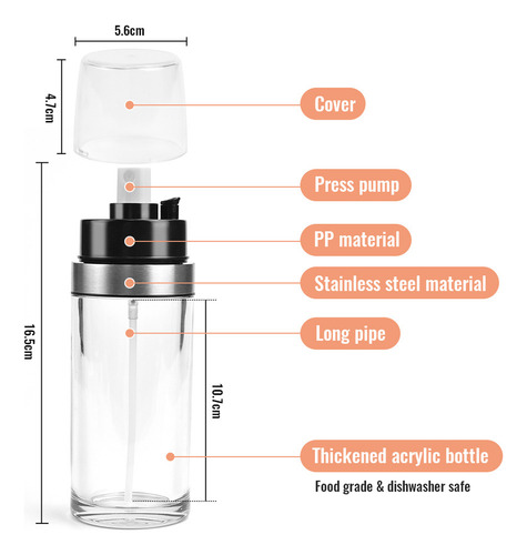 - Dispensador Y Rociador De Aceite 2 En 1 De 150 Ml,