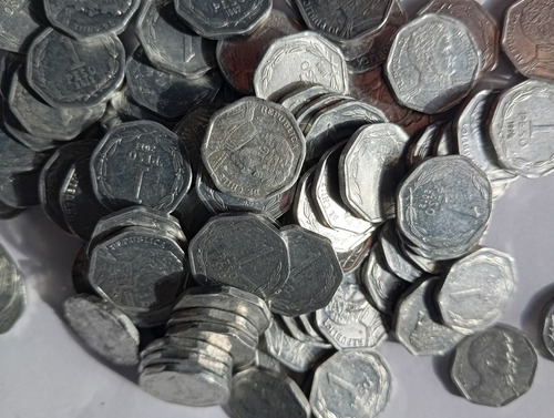 100 Monedas Chile 1 Peso Aluminio Sin Clasificar ( (Usado)