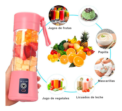 Licuadora Mini Con Vaso Recargable Portatil Usb Gym Oficina