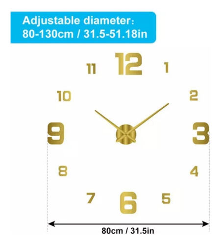 Reloj De Pared Con Espejo 3d Sin Marco For Bricolaje, Gran