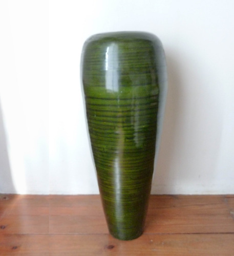 Florero Jarron Maceta Bamboo Verde Grande Altura 70 X 13 Cm