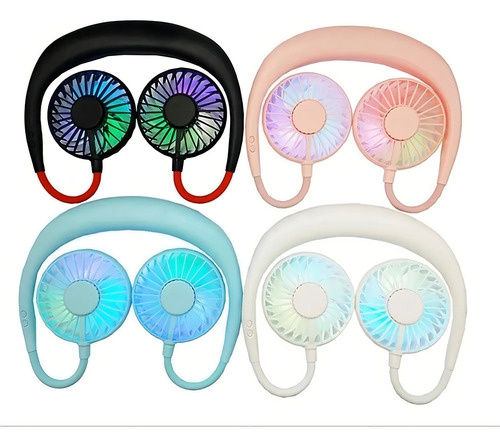 Ventilador Portátil De Cuello Recargable Usb 3 Velocidades Color Blanco