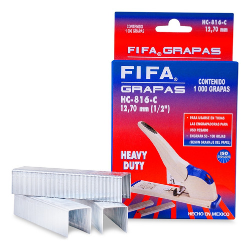 Grapa Fifa Uso Pesado Hc-816-6 (1/2 ) Caja Con 1000 Grapas Plata
