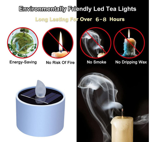 6 Velas Alimentadas Por Energía Solar, Velas Solares Sin Lla