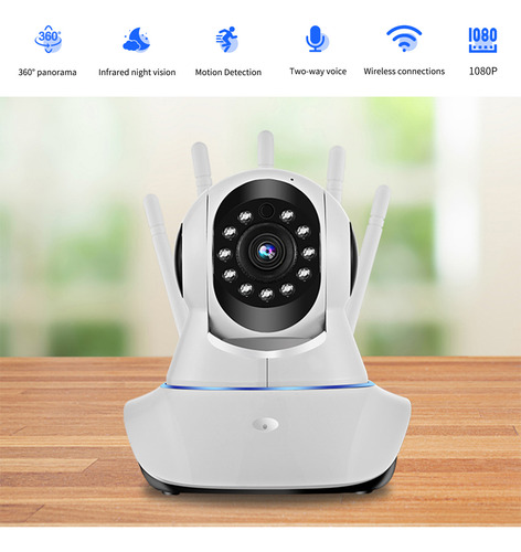 Cámara De Seguridad De 1080p Con Rotación De 360° Y Visión N