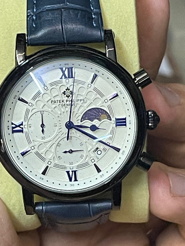 Reloj Pate.k Philipp.e Geneve 44mm Mov Cuarzo Cronógrafo Azul Marino Negro Blanco (Usado)