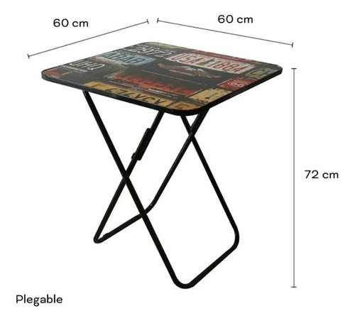 Mesa Plegable Cuadrada  60x60 - 11015 Negro