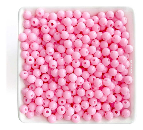 Miçanga Bola 6 Mm Com Furo Passante Bijuteria Cores Cor Rosa