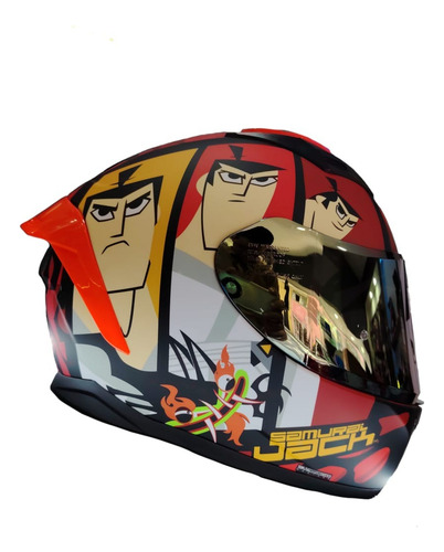 Casco Shaft Integral Cartoon Network 582 Edición Especial Rojo Samurai Jack L