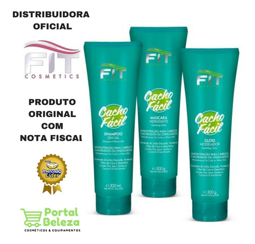 Kit Cachos Fácil Shampoo Máscara E Gloss Fit Cosmetics