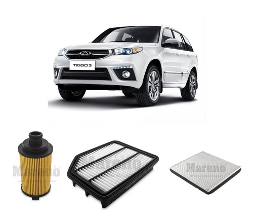 Kit 3 Filtros Chery Tiggo 1.6 2016 Lubri Franco