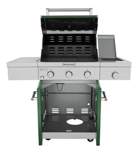 Imagen 6 de 10 de Asador Kitchenaid En Verde 3 Quemadores & 1 Lateral Gas Lp