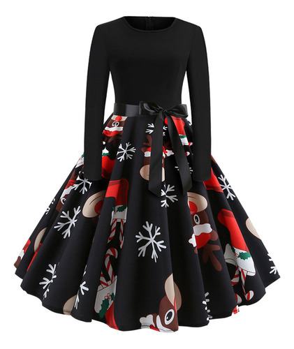 De Navidad For Mujer 50s Midi Casual De Swing Acampanado