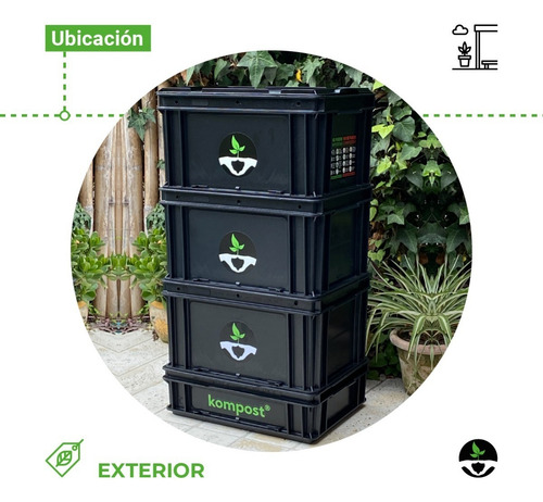 Imagen 3 de 10 de Compostera Urbana Balcón Domiciliaria Compost 60 L Kompost F