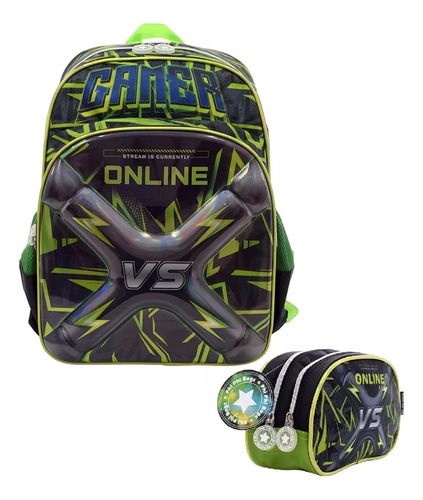 Mochila Escolar Gamer 16 Pulgadas + Cartuchera Gamer Phi Phi