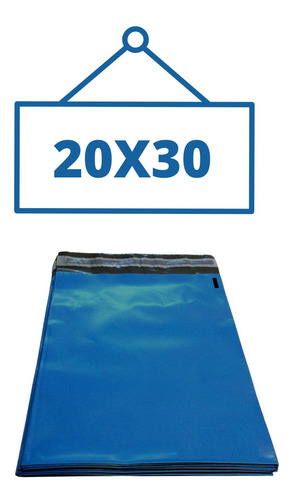 Envelope Plastico Correios Sedex 20x30 100 Azul Lacre