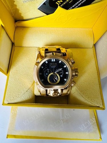 Reloj Pulsera Invicta Bolt Seuz Fondo Negro Dorado Dorado Negro (Usado)